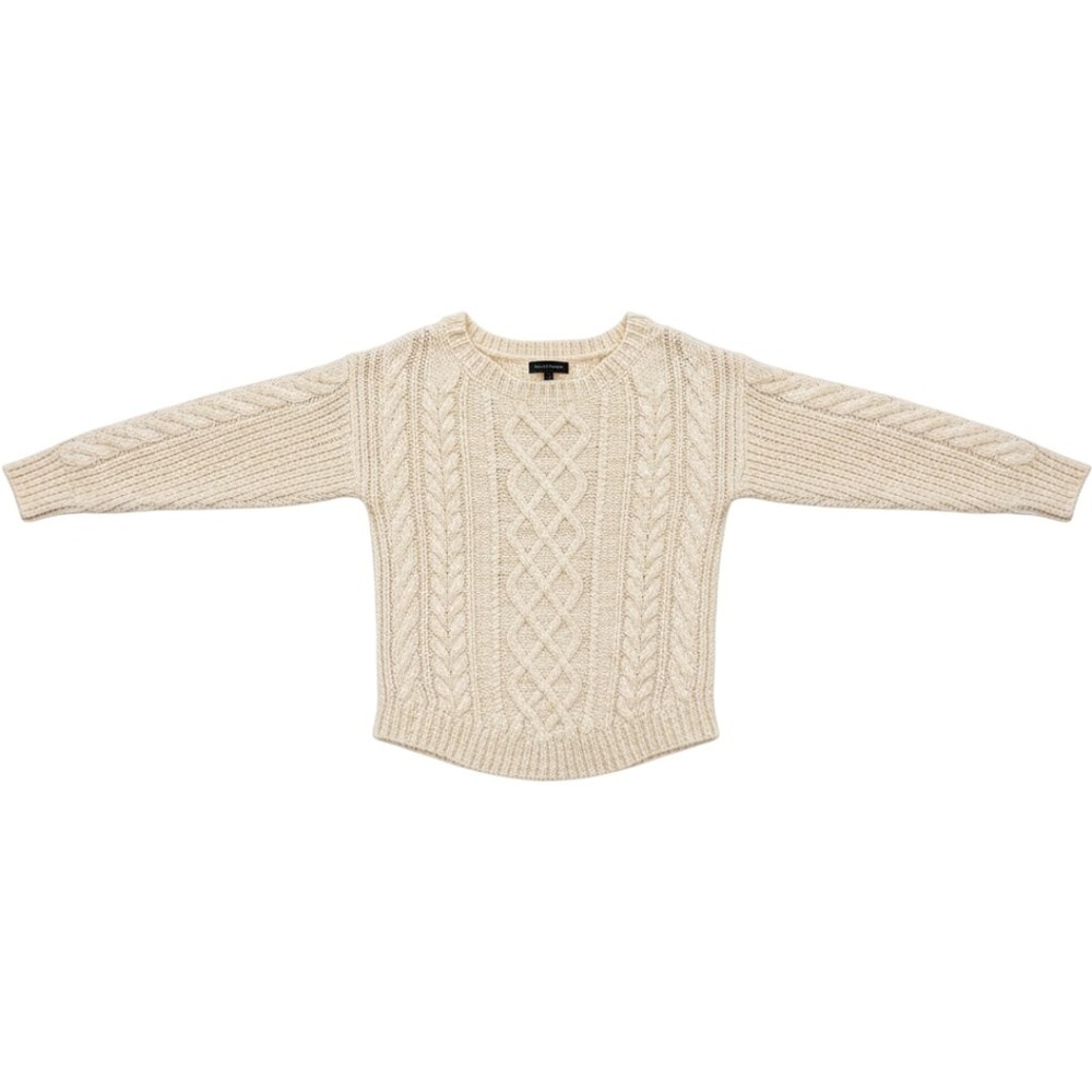 Banana Republic Cable Knit Sweater Womens S Cream Wool Blend Pullover